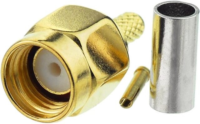 SUPERBAT RPSMA Crimp Connectors Kit RP-SMA Male + RP-SMA Female Crimp Solder Connectors Attachment for RG174 RG316 RG188 RG188A LMR100 Coax Cable 10-Pack