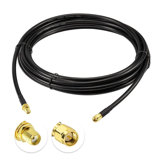 Superbat SMA Male to SMA Female Bulkhead RF Coaxial Cable RG8X Cable 15ft + 3pcs RF Coax SMA Adapter Kit for SDR Antenna Ham Radio,3G 4G LTE Antenna,ADS-B,GPS etc.
