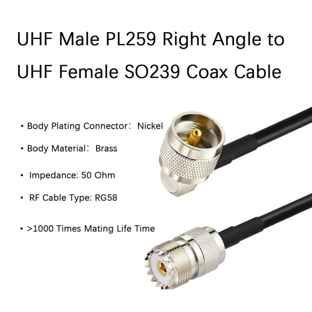 Superbat CB Antenna Cable 12inch, 2pcs UHF PL259 Male to SO239 Female RG58 Antenna Extension Coax Jumper Cable for Radio Antennas Scanner Antenna Analyzer Dummy Load SWR Meter etc.
