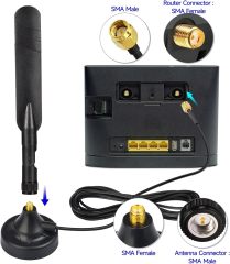 SUPERBAT WiFi Antenna Magnetic Base with 10ft SMA Male Antenna Extension Cable for WiFi Antenna,4G LTE Antenna Network Antennas,Router etc