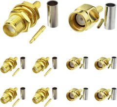 SUPERBAT RPSMA Crimp Connectors Kit RP-SMA Male + RP-SMA Female Crimp Solder Connectors Attachment for RG174 RG316 RG188 RG188A LMR100 Coax Cable 10-Pack