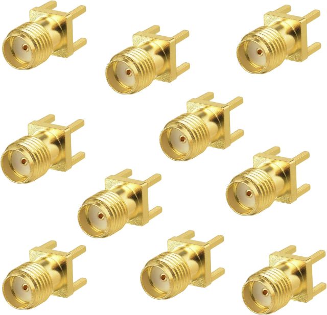 wlaniot 10pcs SMA Female PCB Panel Edge Mount Connector Straight Solder RF Coaxial Adapter Vertical Thru Hole Goldplated