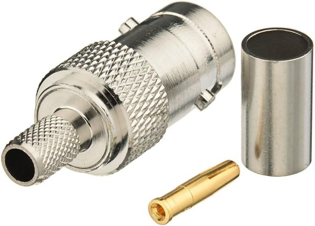 SUPERBAT BNC Crimp Connectors Kit BNC Male + BNC Female Crimp Solder Attachment Connector Kit for RG58 RG303 RG223 RG142 RG400 LMR195 Low Loss Coax Cable(10 Pack in Total)