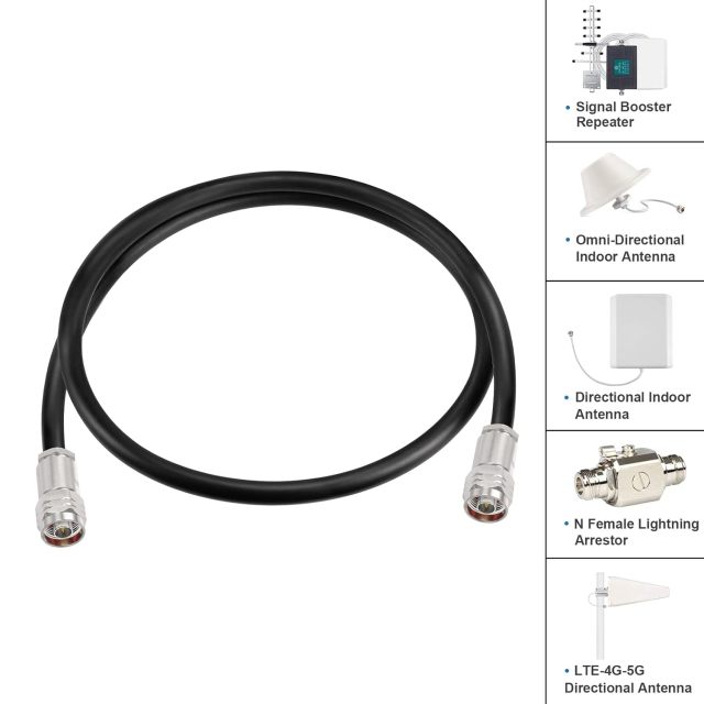 Superbat N Cable 5ft, Heavy Duty Ultra Low Loss N Male to N Male Cable 50 ohm Jumper Cable High Power for ADS-B Antenna Cable WiFi Router Repeater 3G/4G/5G Receiver etc.