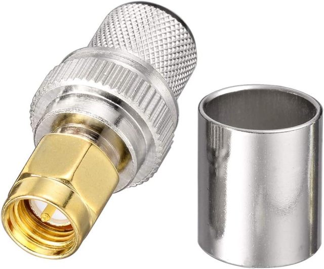 SUPERBAT SMA Connectors Kit SMA Male Crimp Solder Connector Kit Attachment for LMR-400 RG8 RG8/U RG213 Belden-9913 SMA Extension Cable 5-Pack
