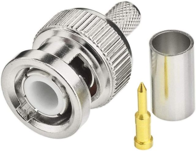 SUPERBAT BNC Crimp Connectors Kit BNC Male + BNC Female Crimp Solder Attachment Connector Kit for RG58 RG303 RG223 RG142 RG400 LMR195 Low Loss Coax Cable(10 Pack in Total)