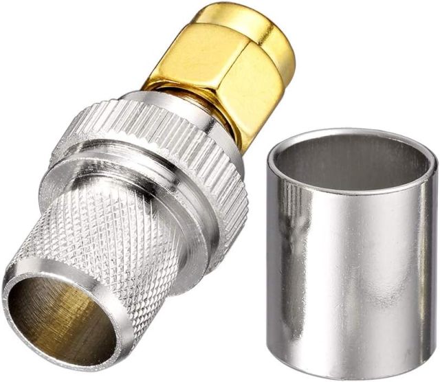 SUPERBAT SMA Connectors Kit SMA Male Crimp Solder Connector Kit Attachment for LMR-400 RG8 RG8/U RG213 Belden-9913 SMA Extension Cable 5-Pack
