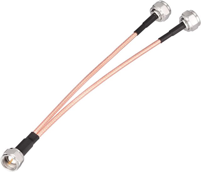 SUPERBAT 75Ohm TV Splitter, F Type Splitter Cable F Male to F Dual Male Coax Splitter RG179 Coaxial Cable 15cm (6") for Cable Modem and Cable Box etc.