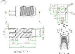 Superbat SMA Connectors SMA Female PCB Edge Mount Connector Solder RF Coaxial Adapter SMA Female Bulkhead Connector for 0.062 inch End Launch 10pcs