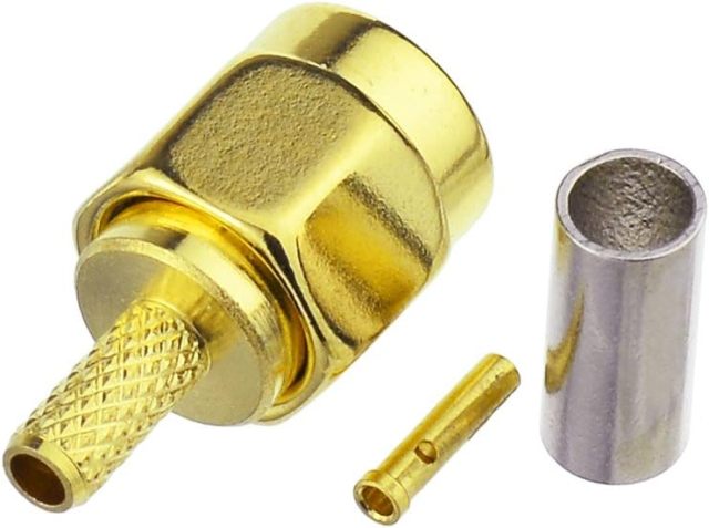 SUPERBAT RPSMA Crimp Connectors Kit RP-SMA Male + RP-SMA Female Crimp Solder Connectors Attachment for RG174 RG316 RG188 RG188A LMR100 Coax Cable 10-Pack