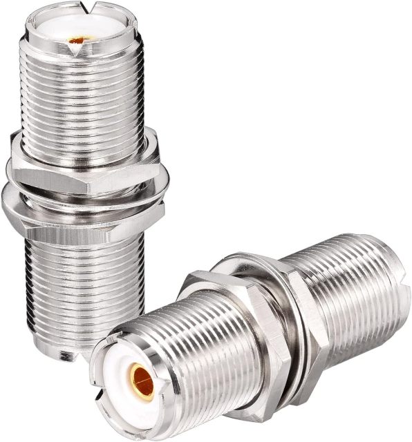 Superbat SO239 Adapter UHF Bulkhead Connector UHF Female to Female Bulkhead Connector, 2pcs