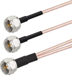 SUPERBAT 75Ohm TV Splitter, F Type Splitter Cable F Male to F Dual Male Coax Splitter RG179 Coaxial Cable 15cm (6") for Cable Modem and Cable Box etc.