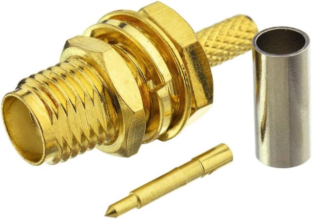 SUPERBAT RPSMA Crimp Connectors Kit RP-SMA Male + RP-SMA Female Crimp Solder Connectors Attachment for RG174 RG316 RG188 RG188A LMR100 Coax Cable 10-Pack