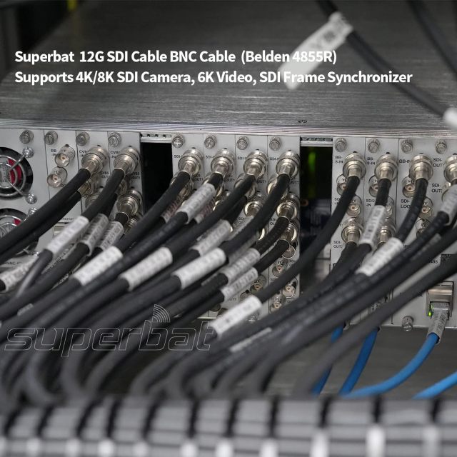 Superbat Flexible SDI Cable 3G/6G/12G SDI Cable 6ft BNC Cable Belden 4855R Cable Support 4K/8K SDI Camera 6K Video, for RED Komodo and V-Raptor Precision BNC Video Cable