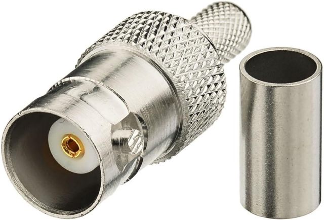 SUPERBAT BNC Crimp Connectors Kit BNC Male + BNC Female Crimp Solder Attachment Connector Kit for RG58 RG303 RG223 RG142 RG400 LMR195 Low Loss Coax Cable(10 Pack in Total)