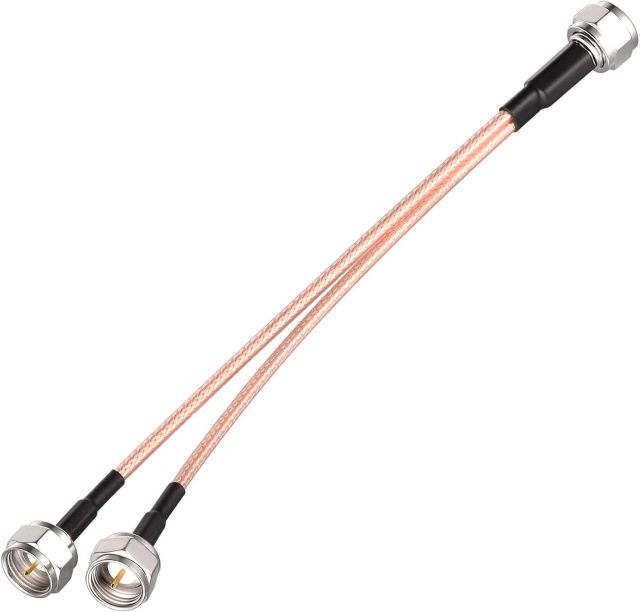 SUPERBAT 75Ohm TV Splitter, F Type Splitter Cable F Male to F Dual Male Coax Splitter RG179 Coaxial Cable 15cm (6") for Cable Modem and Cable Box etc.