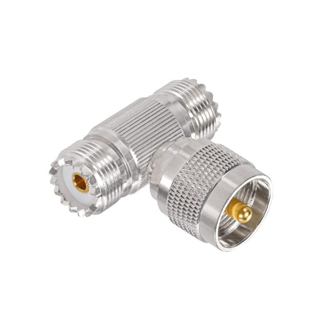 Superbat UHF Splitter Connector UHF Male to Dual UHF Female Coax Adapter PL259 SO239 T Shape Adapters for Coaxial Cable HT Ham Radio CB Antenna 2-Pack