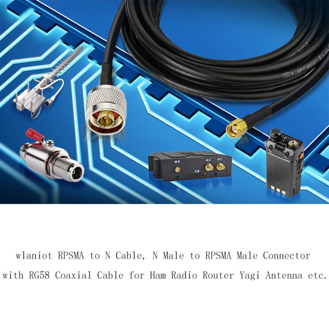 wlaniot RPSMA to N Cable N Male to RPSMA Male Connector Loss Loss RG58 Coax Cable 26Ft for Ham Radio WiFi Router LoRa Gateway Yagi Antenna Extension Cable