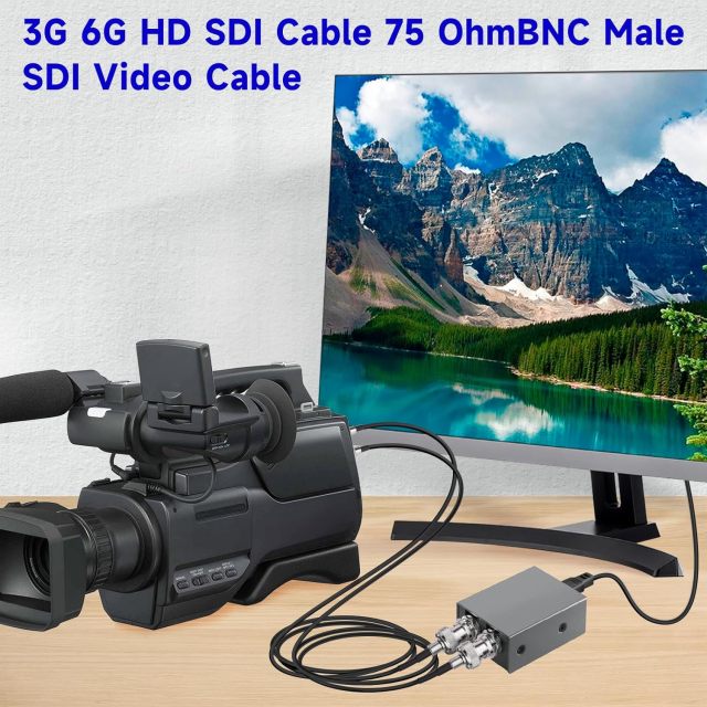 Superbat 3G SDI Cable 75 Ohm BNC Male to Male Black RG179 SDI Video Cable 12inch for Professional Camcorders SDI Video Splitter SDI Monitor Switcher,Supports HD-SDI/3G-SDI/4K/8K(2-Pack)