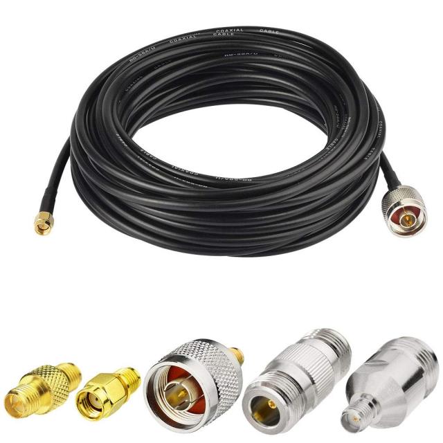 SUPERBAT SMA Male to N Male RF Coaxial Coax Cable 16.4ft + 5pcs SMA to N Male/Female Coax Adapter Kit for Gateway Router 3G 4G LTE Ham Radio ADS-B Antenna etc