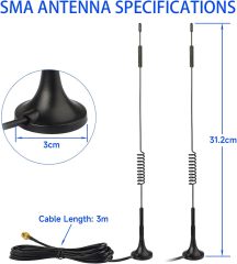 Superbat 4G LTE Antenna 7dBi SMA Male Cellular Antenna Magnetic Antenna 2-Pack for 4G LTE Wireless CPE Router Hotspot Cellular Gateway Industrial IoT Router Game Camera Security Camera