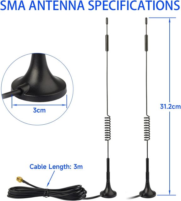 Superbat 4G LTE Antenna 7dBi SMA Male Cellular Antenna Magnetic Antenna 2-Pack for 4G LTE Wireless CPE Router Hotspot Cellular Gateway Industrial IoT Router Game Camera Security Camera