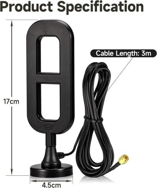 Superbat 4G LTE External Magnetic Antenna Omni Directional 8dBi SMA Male Antenna for AT&T Verizon T-Mobile Cellular Router Modem Extended Receiver Stealth Cam etc.