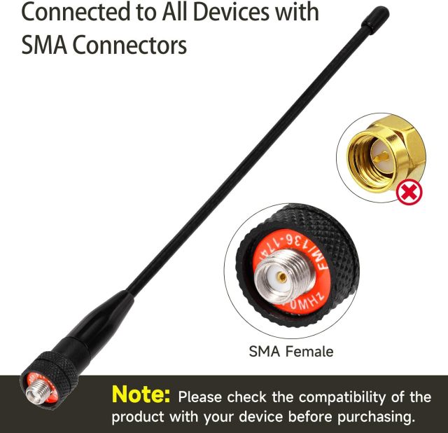 Superbat Handheld Radio Antenna with SMA Connector 136-174MHz/400-470MHz Antenna (2-Pack) Compatible Antenna for Wouxun/TYT Radios etc.