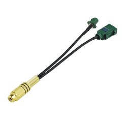 Superbat Fakra to RCA Splitter Cable, RCA Female to Green Fakra E Female and Male Basket RF Pigtail 6" for Aftermarket Radio Rear View Camera etc.