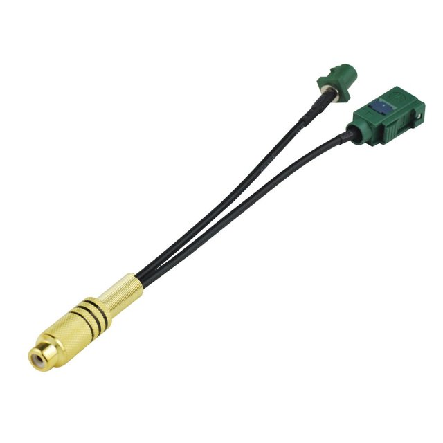 Superbat Fakra to RCA Splitter Cable, RCA Female to Green Fakra E Female and Male Basket RF Pigtail 6" for Aftermarket Radio Rear View Camera etc.