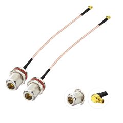 Superbat MMCX Male Right Angle to N Female Connector,6inch RG316 Coaxial Cable 2Pcs for RF Applications,SDR Radios,Instrumentation etc