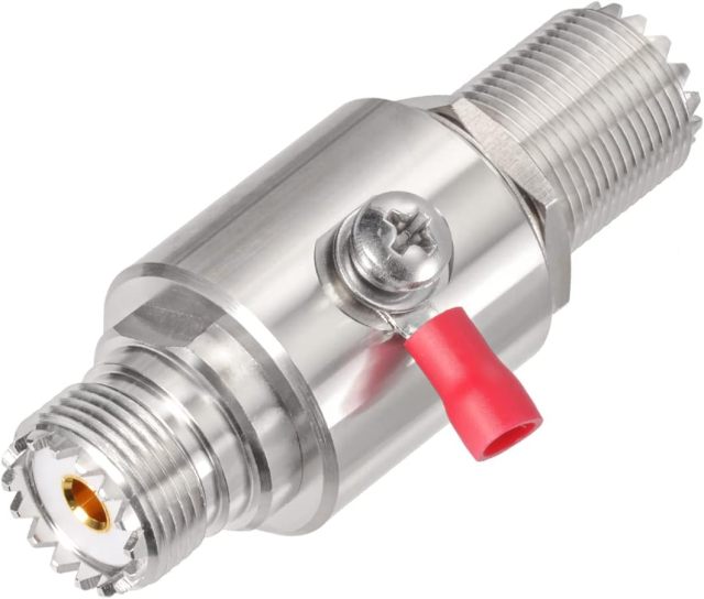Superbat UHF Coaxial Lightning Arrestor PL-259 Female to SO239 Bulkhead Lightning Surge Protector for CB Radio HAM Radio Gear 2-Way Base Stations