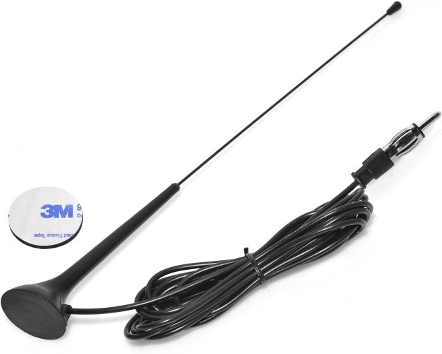 Superbat Car Antenna Universal Car Stereo FM AM Radio Antenna with DIN Plug Connector for Vehicle Car Auto Truck SUV Radio Stereo Head Unit Receiver Player Audio Tuner etc.