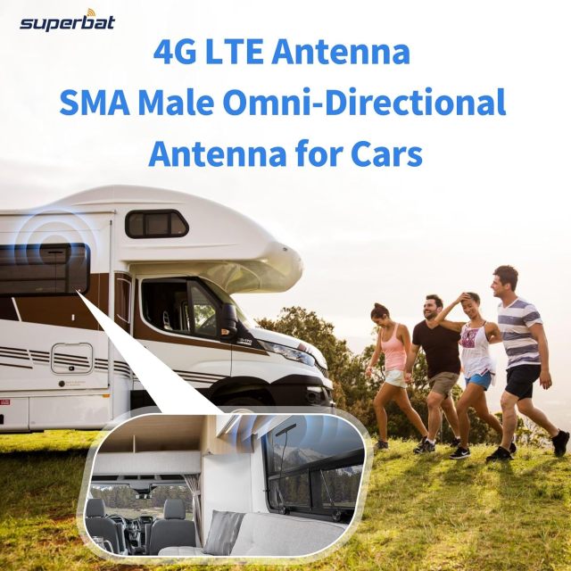 Superbat 4G LTE Antenna 700-2600MHZ Adhesive Mount Omni-Directional Antenna SMA Male Antenna for Car Vehicle Cellular Hotspot Router Gateway Modem etc.