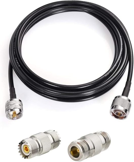 SUPERBAT N Male to PL259 RF Coaxial Coax Cable 25ft + 2pcs N Female / SO239 Adapter Kit for Booster Antenna SWR Meter Ham Radio Duplexer Repeater etc.