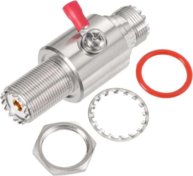 Superbat UHF Coaxial Lightning Arrestor PL-259 Female to SO239 Bulkhead Lightning Surge Protector for CB Radio HAM Radio Gear 2-Way Base Stations