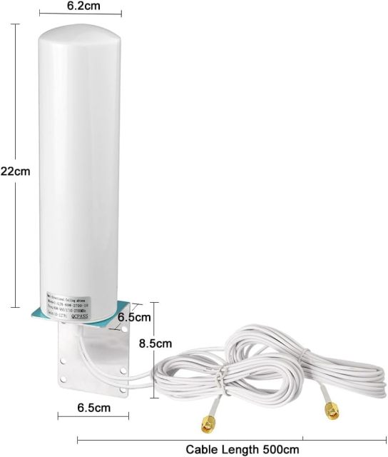 Superbat Omnidirectional MIMO Antenna 10dbi 4G LTE Outdoor Wall Mount Waterproof Antenna with 2 SMA /TS9 Connectors for Hotspot Routers Trail Camera etc.