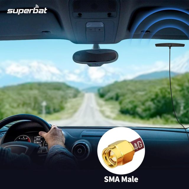 Superbat 4G LTE Antenna 700-2600MHZ Adhesive Mount Omni-Directional Antenna SMA Male Antenna for Car Vehicle Cellular Hotspot Router Gateway Modem etc.