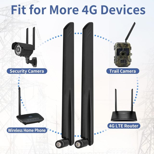 Superbat 4G LTE Cellular Trail Camera Antenna 4dBi SMA Male Antenna Omni-Directional for Spypoint Cuddeback Trail Camera Stealth Cam Tactacam Hotspot Router Security Camera etc. 2-Pack