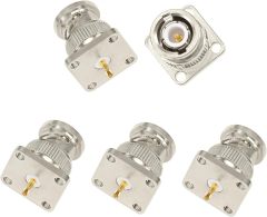 Superbat BNC Connector BNC Male Connector 4 Hole Flange Mount Panel with Solder Cup Straight RF Coax Connector 5pcs
