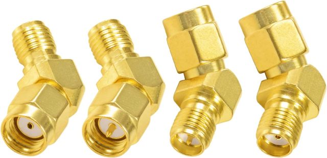 Superbat FPV Drone Goggles Antenna Adapter SMA to RP-SMA 45 Degree Adapter Connector Kit 4-Pack for FPV Antenna Race/Quadcopter Fatshark Goggles WiFi Antenna Extension Cable