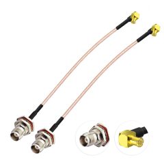 Superbat MCX Male Right Angle to TNC Female Bulkhead Mount Antenna Extension Cable 6inch,Low Loss RG316 Coax Cable Pigtail Cable (2Psc) for RF Applications, Industrial,Wireless Devices,Broadband etc