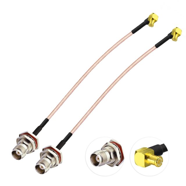 Superbat MCX Male Right Angle to TNC Female Bulkhead Mount Antenna Extension Cable 6inch,Low Loss RG316 Coax Cable Pigtail Cable (2Psc) for RF Applications, Industrial,Wireless Devices,Broadband etc