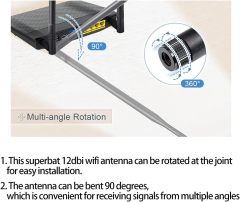 Superbat High Gain WiFi Antenna 8dBi 2.4GHz 5.8GHz Dual Band WiFi Antenna RP-SMA Antenna for Wireless Network Card WiFi Router Camera etc. 1-Pack