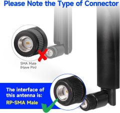 Superbat WiFi Antenna RP-SMA Male WiFi Antenna 2.4GHz 5GHz 5.8GHz Dual Band Antenna for PC PCI-E WiFi Network Card USB Adapter Router IP Camera Monitor etc. 2-Pack