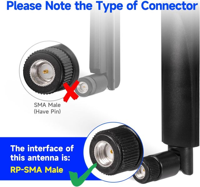 Superbat WiFi Antenna RP-SMA Male WiFi Antenna 2.4GHz 5GHz 5.8GHz Dual Band Antenna for PC PCI-E WiFi Network Card USB Adapter Router IP Camera Monitor etc. 2-Pack