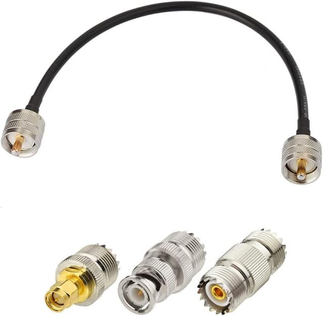 SUPERBAT PL259 Cable UHF RF Coaxial Coax Cable 12inches + 3pcs Adapter Kit, UHF Cable + SMA/BNC/PL259/SO239 Adapter Kit for CB,Amateur,SWR Meter,and Two-Way Radio Applications