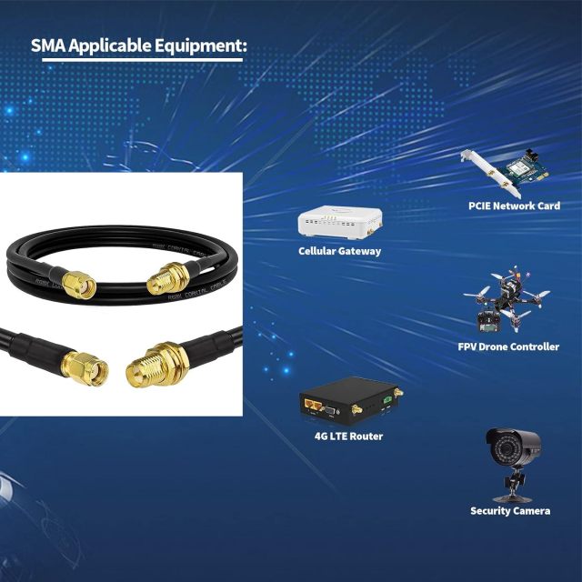 Superbat SMA Cable 15ft Ham Radio Antenna Extension Cable Low Loss SMA Male to SMA Female Bulkhead RG8X Coax Cable for Modem Router SDR Antenna Attenuator WiFi/ADS-B/GPS/Ham Radio