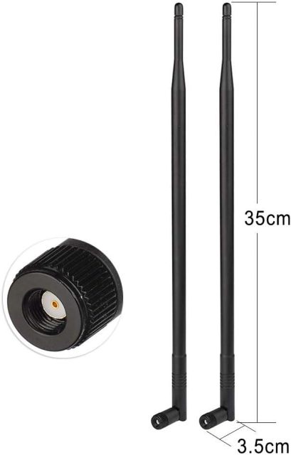 Superbat High Gain WiFi Antenna 8dbi 2.4GHz 5.8GHz Antenna with RP-SMA Connector for PCI-E WiFi Network Card Wireless Network Router Extender etc. 2-Pack