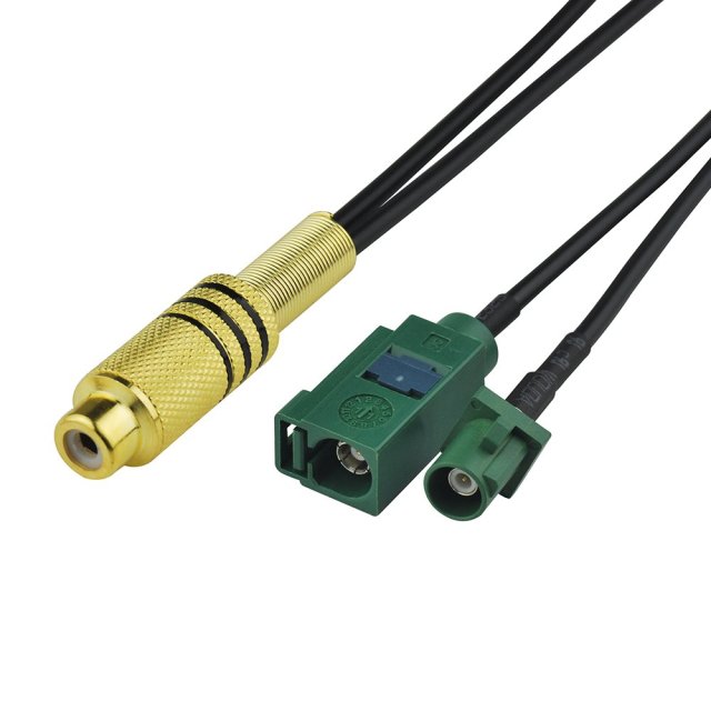 Superbat Fakra to RCA Splitter Cable, RCA Female to Green Fakra E Female and Male Basket RF Pigtail 6" for Aftermarket Radio Rear View Camera etc.